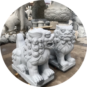 Sculpté à la main Chinois chanceux chiens fu chiens guardian lions statues - Product Image 1