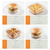 Emballage en blister transparent jetable en PET pour hamburgers, cheeseburgers, nouilles, tartes aux fruits, rouleaux de cannelle, restauration rapide, vente au détail, épicerie