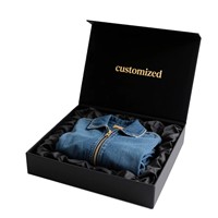 Emballage de luxe personnalisé, boîte-cadeau magnétique noire avec insert en satin, doublure en satin à l'intérieur