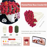 Perlengkapan Rajut Crochet DIY untuk Pemula, Buket Bunga Mawar Runcing Lily of the Valley, Perlengkapan Rajut Selimut dengan Tutorial Video