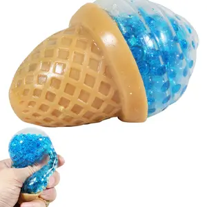 BX205热松软玩具冰淇淋带珠子挤压球减压软球