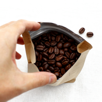 Pochette à fond plat en papier kraft mat avec fenêtre, impression personnalisée du logo, pour emballages de grains de café de 250g et 500g