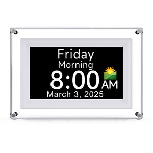 Horloge numérique de calendrier de jour d'affichage à cristaux liquides de vision électronique moderne extra large 7 pouces 5 alarmes Auto-Dimming Dementia Senior - Product Image 1