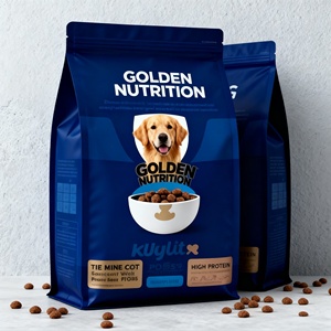 Custom Printed Brand Pet Snack Food Grade Aluminum Foil <b>Laminated</b> 8-Side Seal Moisture Proof Stand Flat Bottom Cat Dog Pet Bag - Product Image 1