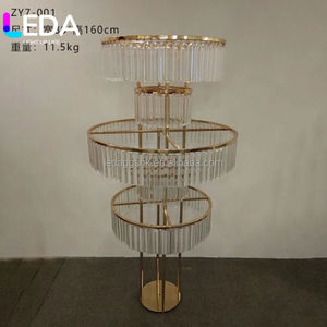 LEDA ชุดตกแต่งดอกไม้งานแต่งงานสุดหรูหราสีทอง พร้อมอุปกรณ์ประกอบฉาก ชั้นวางดอกไม้รูปชิงช้าสวรรค์หลายชั้น ทำจากเหล็กดัดเคลือบไฟฟ้า - Product Image 2