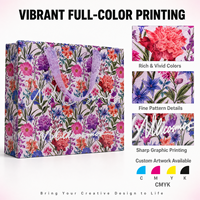 Sac en papier floral personnalisable et biodégradable RUIXIN, impression couleur CMYK/estampage à chaud, finition mate, poignées en ruban, logo, bougie
