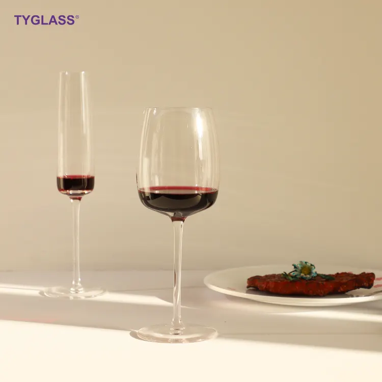 TYGLASS Custom Personalized Logo Luxury Retro Clear Crystal Wine Glasses with Stem for Drinking Red White Cabernet Wine as Gifts