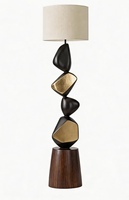 Ornement en pierre empilée de luxe moderne, galets dorés créatifs, décoration de sol éclairée, artisanat sculptural Wabi Sabi pour hôtel et villa
