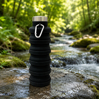 Bouteille d'eau sport pliable en silicone 500 ml avec bouchon à vis, sans BPA et réutilisable pour les voyages et le camping – Meilleure vente