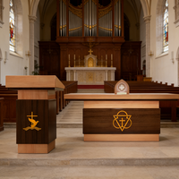 Moderno Set de Púlpito y Atril de Madera para Iglesia con Tallados Intrincados, Muebles Religiosos de Madera Maciza para Escuelas Sagradas y Exteriores