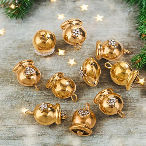 Joyería de acero inoxidable decoración de Navidad encanto colgante metal pequeña campana con diamante DIY pulsera colgante joyería impermeable - Product Image 4