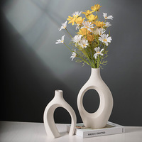 Vase en céramique blanc contemporain, combinaison de modèles, petite taille, pour décorations de bureau de style nordique, décorations modernes pour la maison