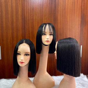 บ๊อบวิกผมต่อผมแท้ทรงกระดูกตรงลูกไม้สีดำธรรมชาติคุณภาพสูง2x4 - Product Image 1