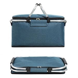 2024 panier de pique-nique isolé en aluminium pliable avec logo personnalisé sac de transport de boissons alimentaires sac isotherme - Product Image 4