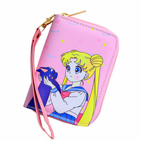 Lindo Sakura Captor Sailor Moon Anime Print Wallet Zip Coin Pocket PU Material Monedero para niñas