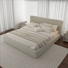 Cama Matrimonial Doble de Estilo Ecléctico Moderno y Sencillo, de Alta Gama, Ecológica, Tapizada en Cuero Genuino y Madera Sólida, con Bolsa de Almacenamiento Suave - Product Image 2