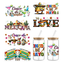 Cinco De Mayo enveloppe de tasse UV DTF personnalisée conception durable lavable enveloppe de tasse transferts 16oz impression transfert autocollant tasse autocollants enveloppe