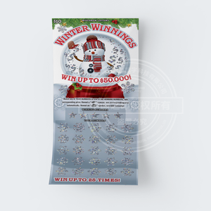 Billetes de lotería ganadores de invierno con tema navideño personalizado de fábrica impresos en papel y cartón para la temporada navideña - Product Image 3