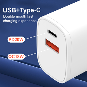 Chargeur mural <span class=keywords><strong>USB</strong></span> <span class=keywords><strong>C</strong></span> 20W, double port, type-<span class=keywords><strong>c</strong></span>, PD & QC3.0, <span class=keywords><strong>bloc</strong></span> de charge rapide, pour <span class=keywords><strong>iPhone</strong></span>, <span class=keywords><strong>bloc</strong></span> <span class=keywords><strong>USB</strong></span> 20W - Product Image 2