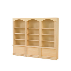 Estante de libros de gabinete Triple de madera a escala de alta calidad 1:12, accesorios de casa de muñecas de exhibición europea de estilo de juguete DIY - Product Image 5