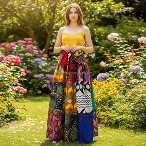Custom Women's African Print <strong>Patchwork</strong> Ankara Dashiki Maxi <strong>Skirt</strong> for Ladies - Product Image 2