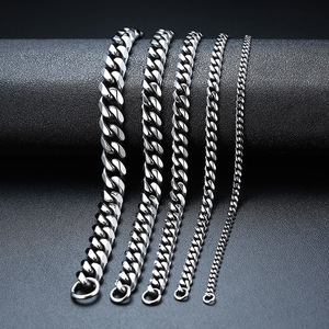 Usine Stock Cubain Chaîne Bracelet 3-11mm Largeur En Acier Inoxydable <span class=keywords><strong>Gourmette</strong></span> Cubain Lien Hip Hop 18/21/23cm Hommes Bracelet En Gros - Product Image 2