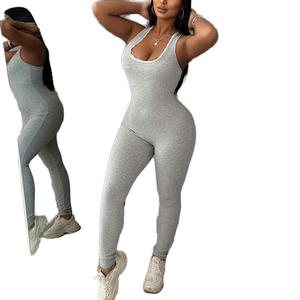 Mono de Verano para Mujer, Estilo Halter, Ajustado, Color Sólido, Sin Mangas, Ropa Urbana, Fitness, Transpirable, con Estampado Digital - Product Image 3