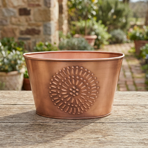 Ensemble de 3 jardinières ovales en fer forgé moderne fait main avec des éléments en acier inoxydable, décoration de salon - Product Image 3