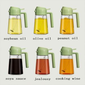 High Quality Reusable Eco-Friendly 470Ml Glass Plastic Olive <b>Oil</b> Soy Sauce Seasoning <b>Bottle</b> with Dual-Purpose <b>Spray</b> Pour Lids - Product Image 2