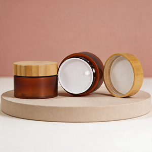 Muestra Ecológica - Frascos de Crema Cosmética Mate Rosa Verde con Tapa de Bambú para Baño, Dormitorio, Regalo, Uso Cosmético - Product Image 5