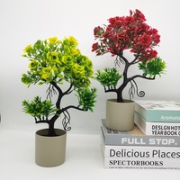 Vente chaude Arbre Artificiel Mini Plantes En Pot En Plastique Valentine Roses Faux Fleur Bonsaï Plantes pour La Maison Décorations De Bureau