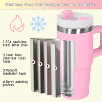 Vente en gros de gobelets isothermes en acier inoxydable 304 de grande capacité de 14 oz avec poignée, gobelet de voiture, paille, bouteille sous vide pour cadeaux d'affaires