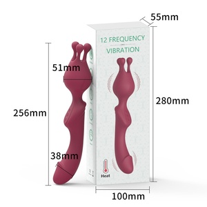 Productos para adultos Silicona líquida Consoladores de varita AV vibradores de doble cabeza para masturbación femenina Masajeador de varita de calefacción al por mayor - Product Image 5