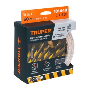 Truper CIA-25P 5m rotolo di 50mm nastro di avvertimento abrasivo antiscivolo giallo/nero