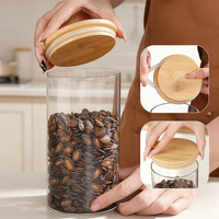 Bocaux de rangement en verre pour cuisine, pots hermétiques en verre pour organisation du garde-manger, contenants alimentaires en verre avec couvercles en bambou