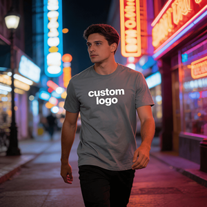 T-shirt en coton tricoté 100% délavé à l'acide, sérigraphié, 250g, respirant, style streetwear avec logo frontal pour homme - Product Image 4