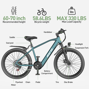 Bicicleta Eléctrica Aairsk con Envío Gratuito, Bicicleta <span class=keywords><strong>de</strong></span> Montaña con Llantas Gruesas <span class=keywords><strong>de</strong></span> 24 Pulgadas, Motor <span class=keywords><strong>de</strong></span> 400w, Mini Bicicleta Eléctrica - Product Image 6
