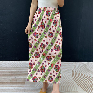 Nouvelle jupe midi été 2026 - Jupe midi plissée Miyake à imprimé rétro taille haute amincissante coupe droite design confortable - Product Image 3