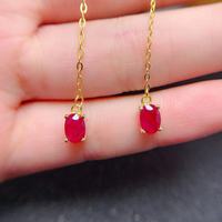 Usine en gros de luxe 925 boucles d'oreilles en argent Sterling bon prix plaqué or rubis naturel grande taille pour mariage