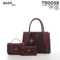 3Pcs Set Tas Wanita Dua Warna Kombinasi, Tas Jinjing, Tas Selempang, Dompet, Bahan Kulit PU, Untuk Kantor, Bisnis, Grosir