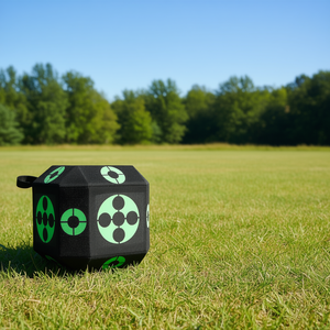 Objetivo de tiro con arco de 15x15x15 pulgadas, para disparar desde todos los lados, portátil para exteriores con asa de transporte, objetivo de plástico de alta visibilidad - Product Image 2