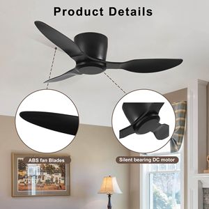 Ventilador de techo empotrado de 40 pulgadas con 3 aspas, motor y control remoto para sala de estar, cocina y dormitorio - Product Image 5