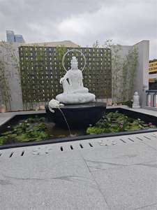 विशाल आउटडोर उद्यान सफेद संगमरमर की पत्थर ध्यान देने वाली बुद्ध प्रतिमा जल का फव्वारा आउटडोर - Product Image 3