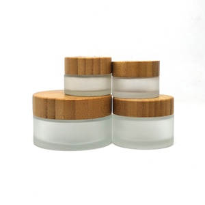 Eco Friendly Cosmetic Luxury 15ml 30ml 50ml 100ml Facial Serum Eye Cream Lotion Packaging Frosted Glass Jar with Bamboo Lid - Product Image 2