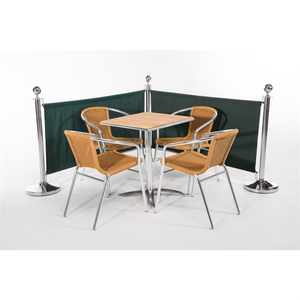 Poste de Acero Inoxidable para Filas con Cinta de Lona Verde, Poste de Seguridad para Control de Multitudes para Hoteles, Restaurantes y Centros Comerciales - Product Image 3
