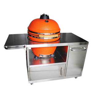 Meja panggang barbekyu Kamado, alat panggang Stainless Steel, arang BBQ keramik Kamado 52 cm - Product Image 2