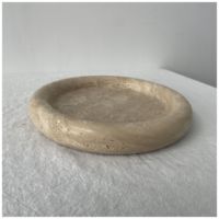 Plateau rond en travertin beige naturel de nouvelle conception, 8 pouces, petite assiette en marbre