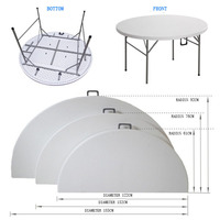 Table ronde pliable en plastique blanc pour mariage et banquet, tables pliantes, gain de place, installation facile, tables pour événements