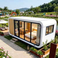 Maison capsule spatiale de luxe moderne au design unique, cabine modulaire détachable préfabriquée