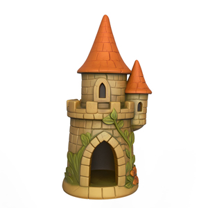 Vente en gros de niches pour oiseaux en céramique personnalisées en forme de château, résistantes aux intempéries, pour l'extérieur, maison d'oiseaux artistique pour jardin, pour un paysage haut de gamme - Product Image 1